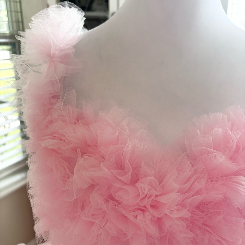 NEW Tulle Maternity Dress for Photoshoot Bridal Robe Light Pink NWOT Size L - Picture 7 of 13